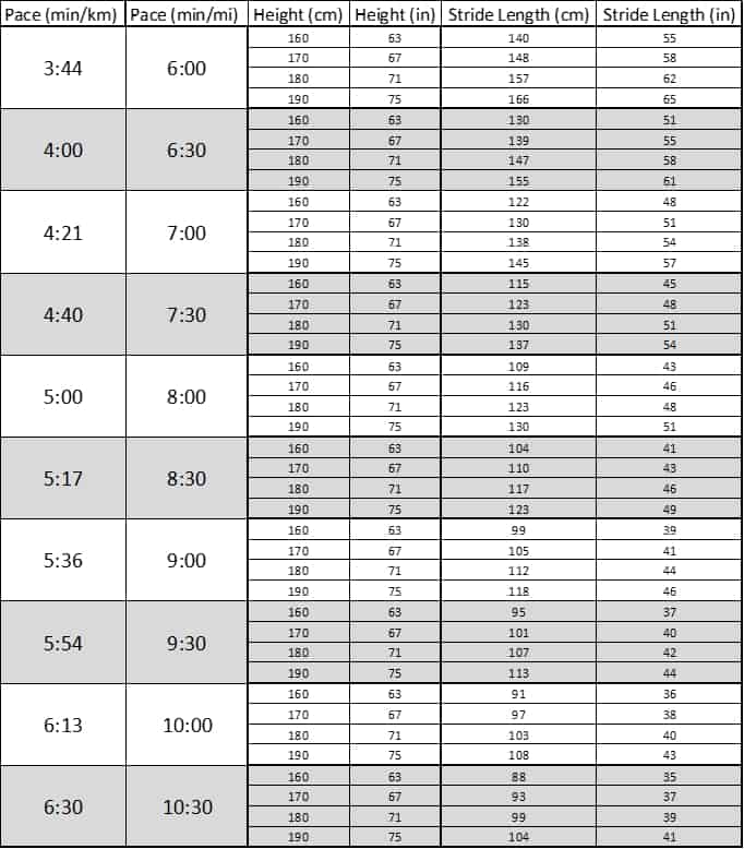 running stride length